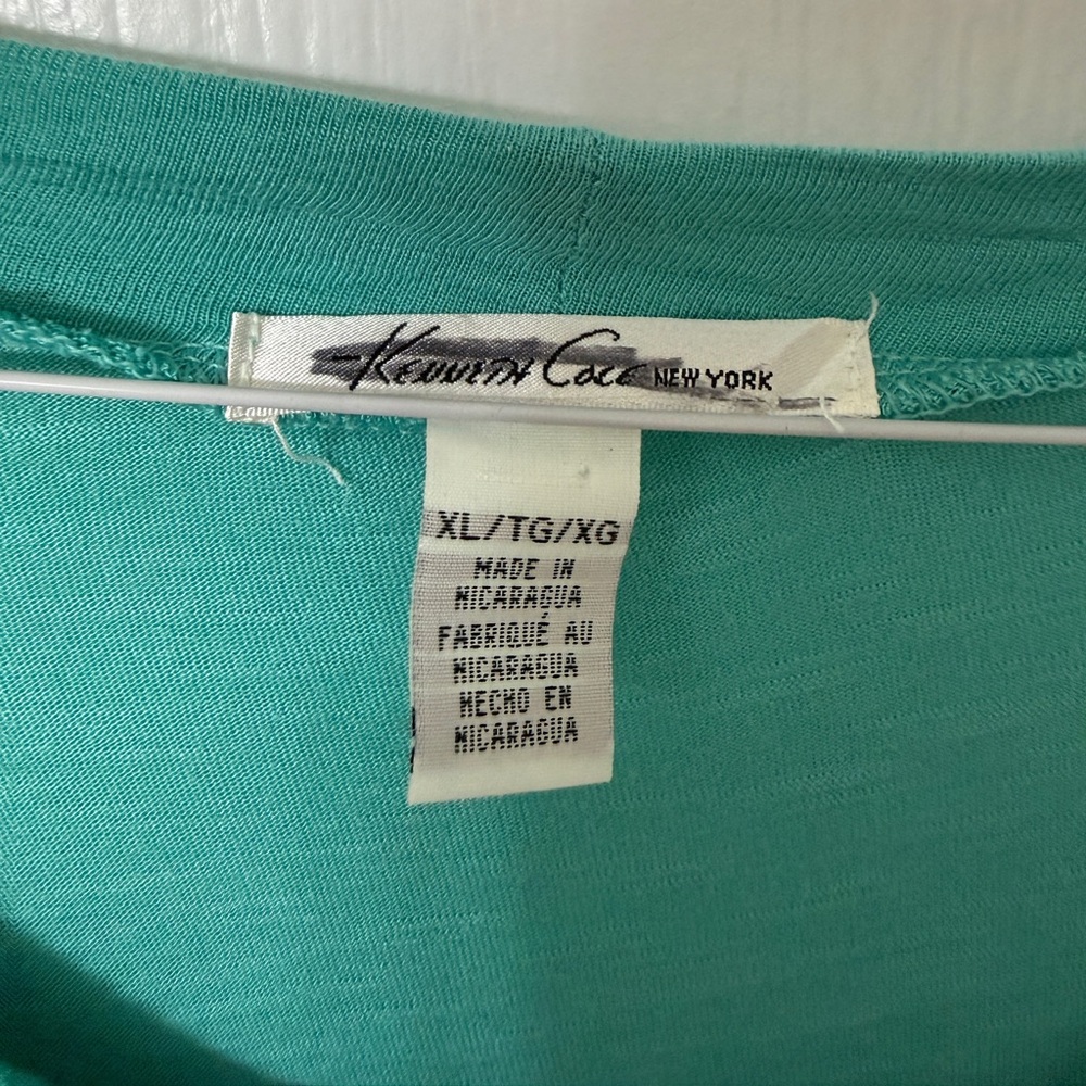 Kenneth Cole New York  Teal Ruched Scoop Neck Long Sleeve Size XL - Picture 2 of 5
